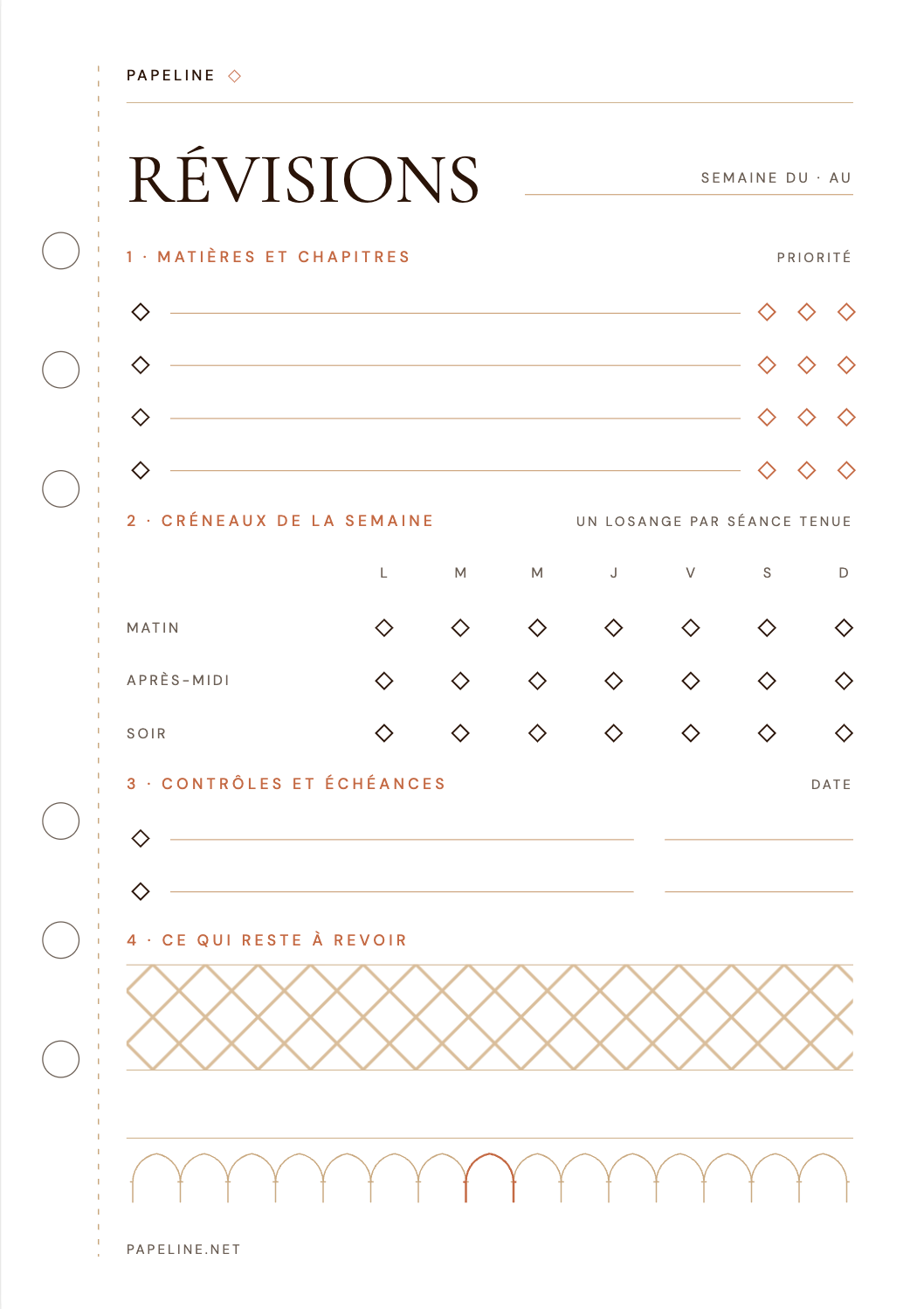 Planning de Révisions - Organisation études | Papeline