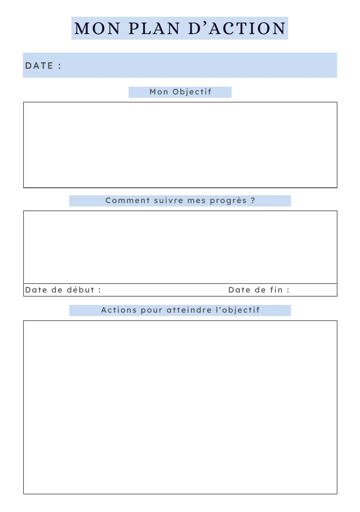 Page Goal Planner Papeline avec sections objectifs, étapes et suivi des progrès