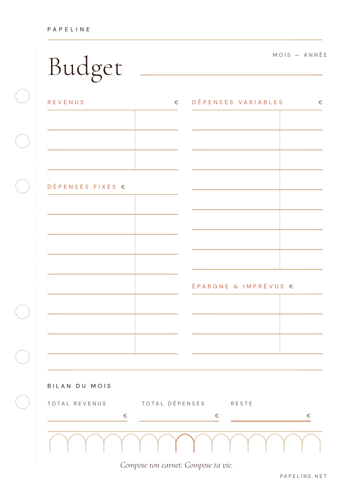 Budget Tracker - Page suivi dépenses & finances | Papeline