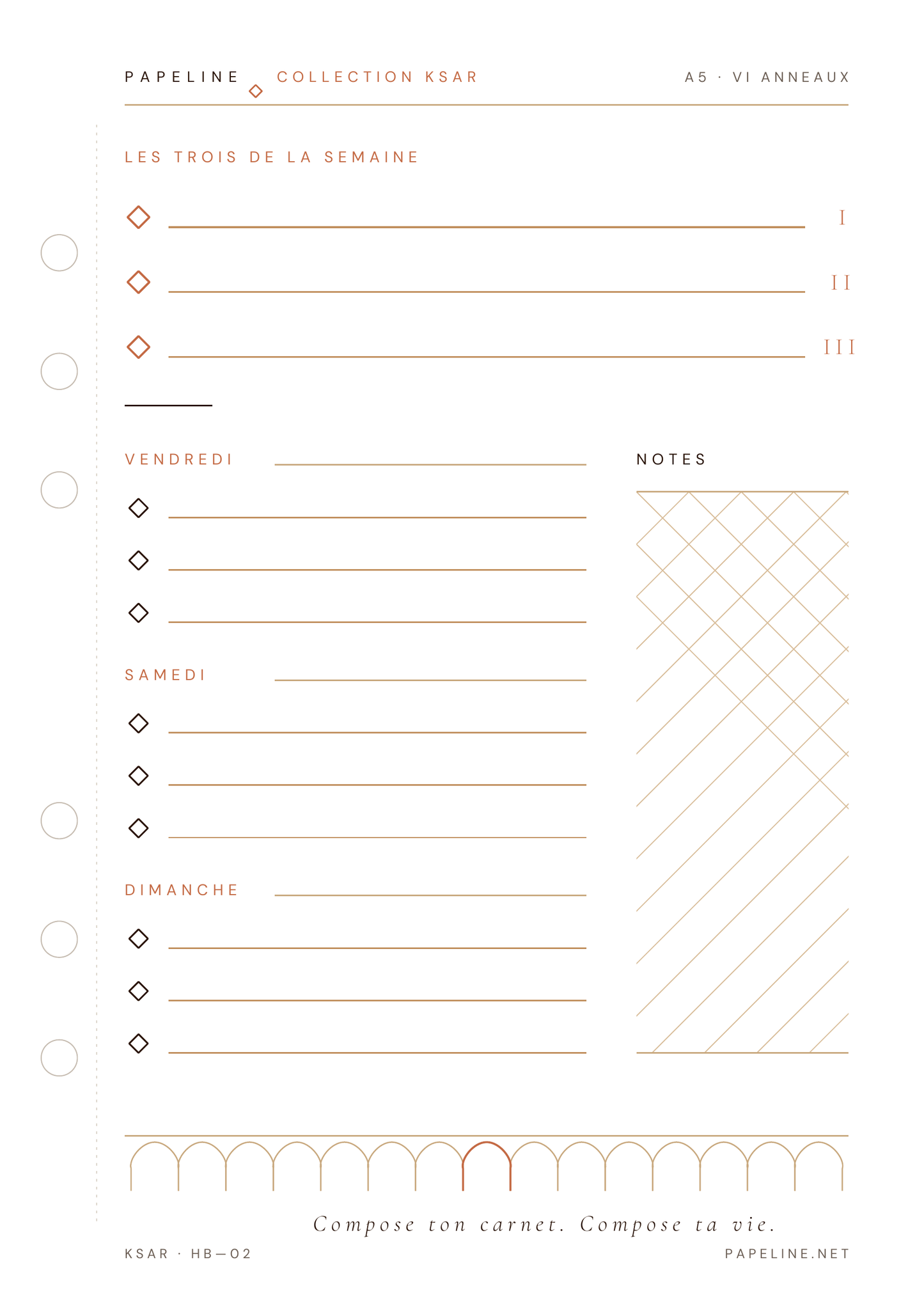 Weekly Planner - Organisation hebdomadaire pratique | Papeline