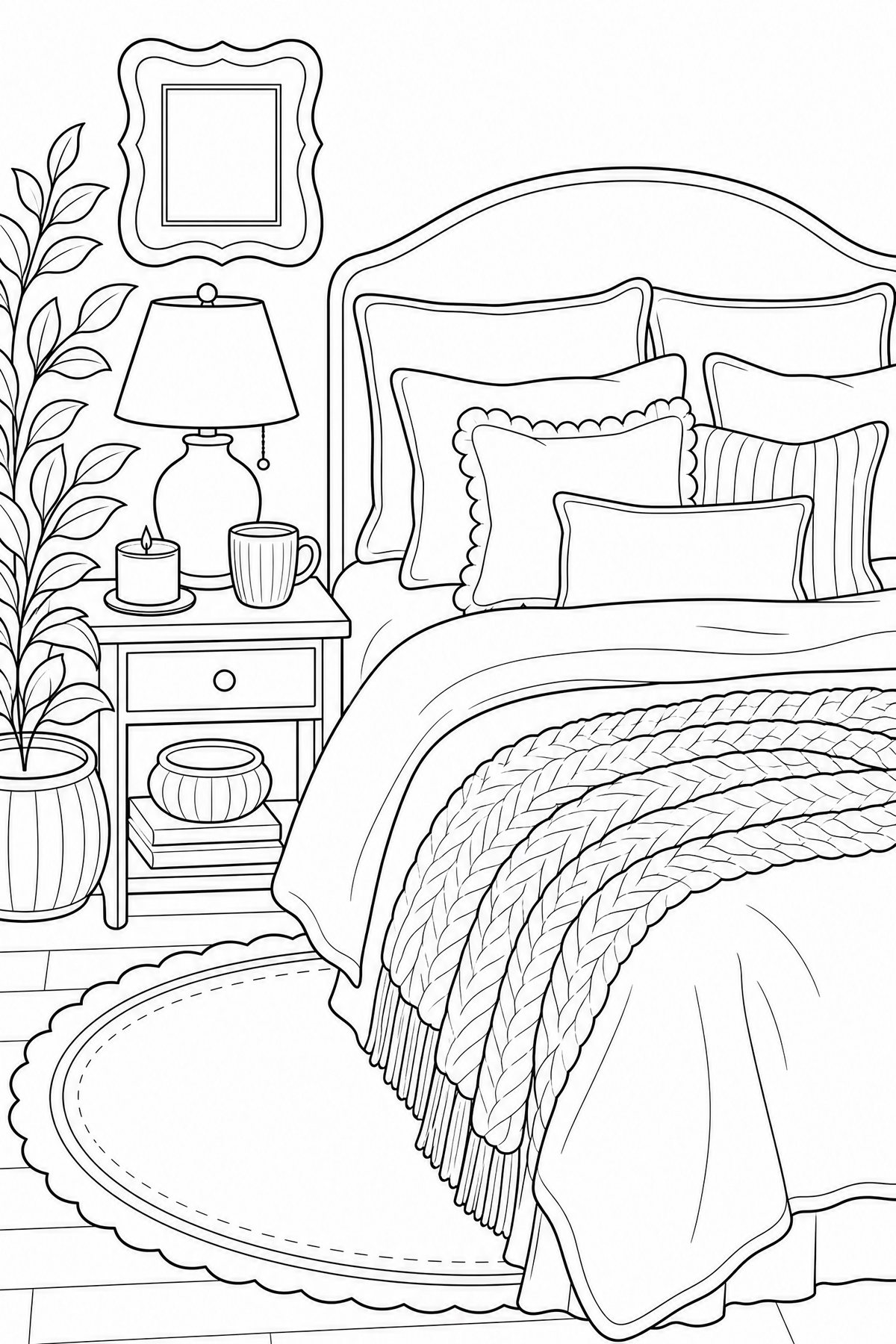 Coloriage cocooning A5 : chambre