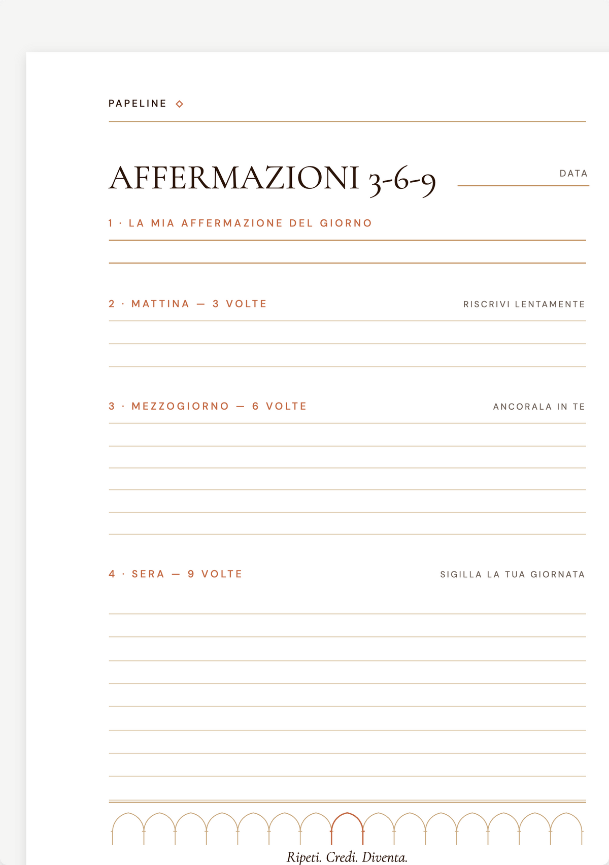 Planner delle affermazioni Metodo 3-6-9 - Affermazioni quotidiane | Papeline