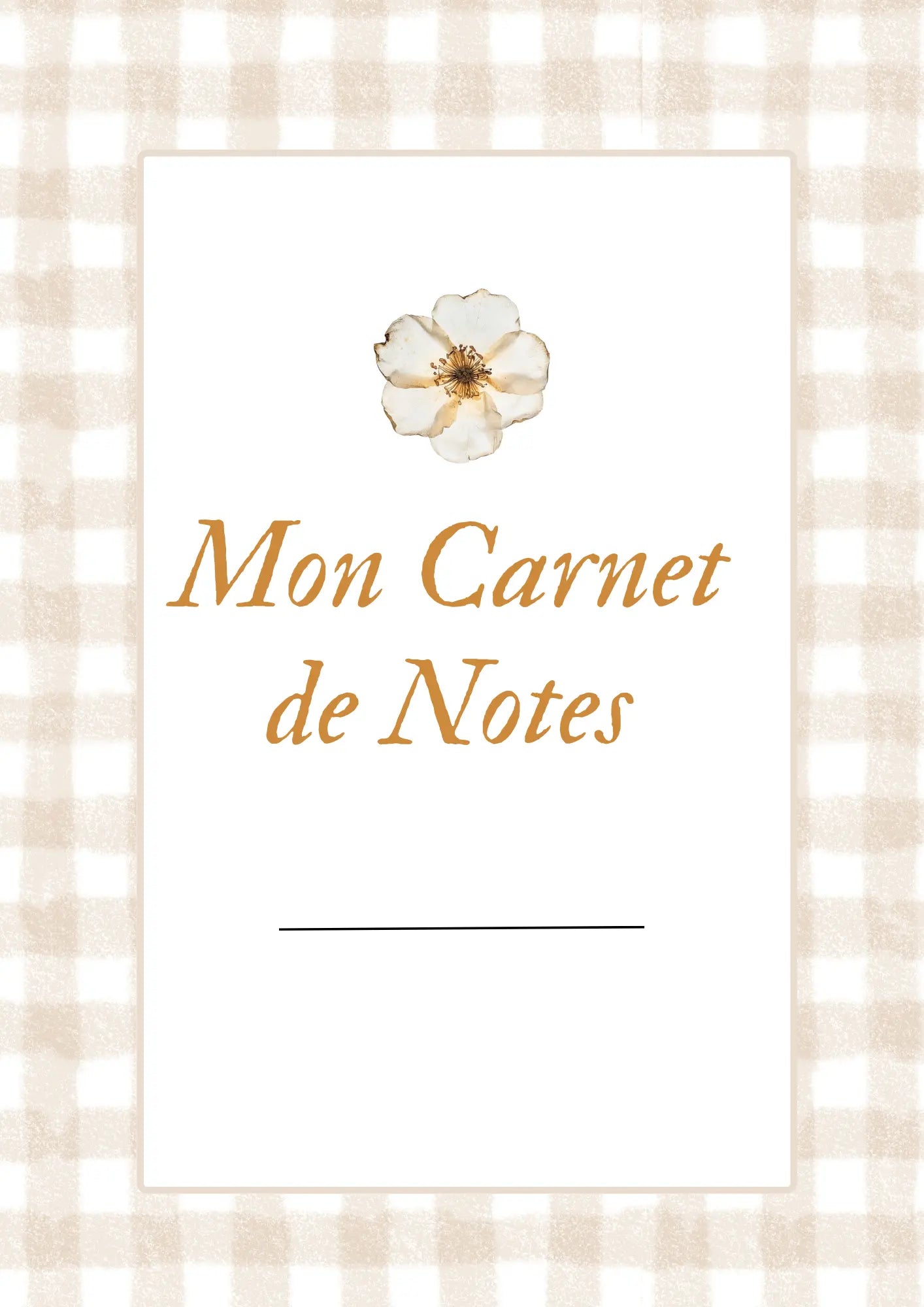 Page de garde Papeline pour carnet avec espaces nom objectifs et dates 
