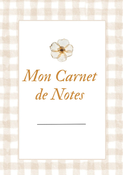 Page de garde Papeline pour carnet avec espaces nom objectifs et dates 
