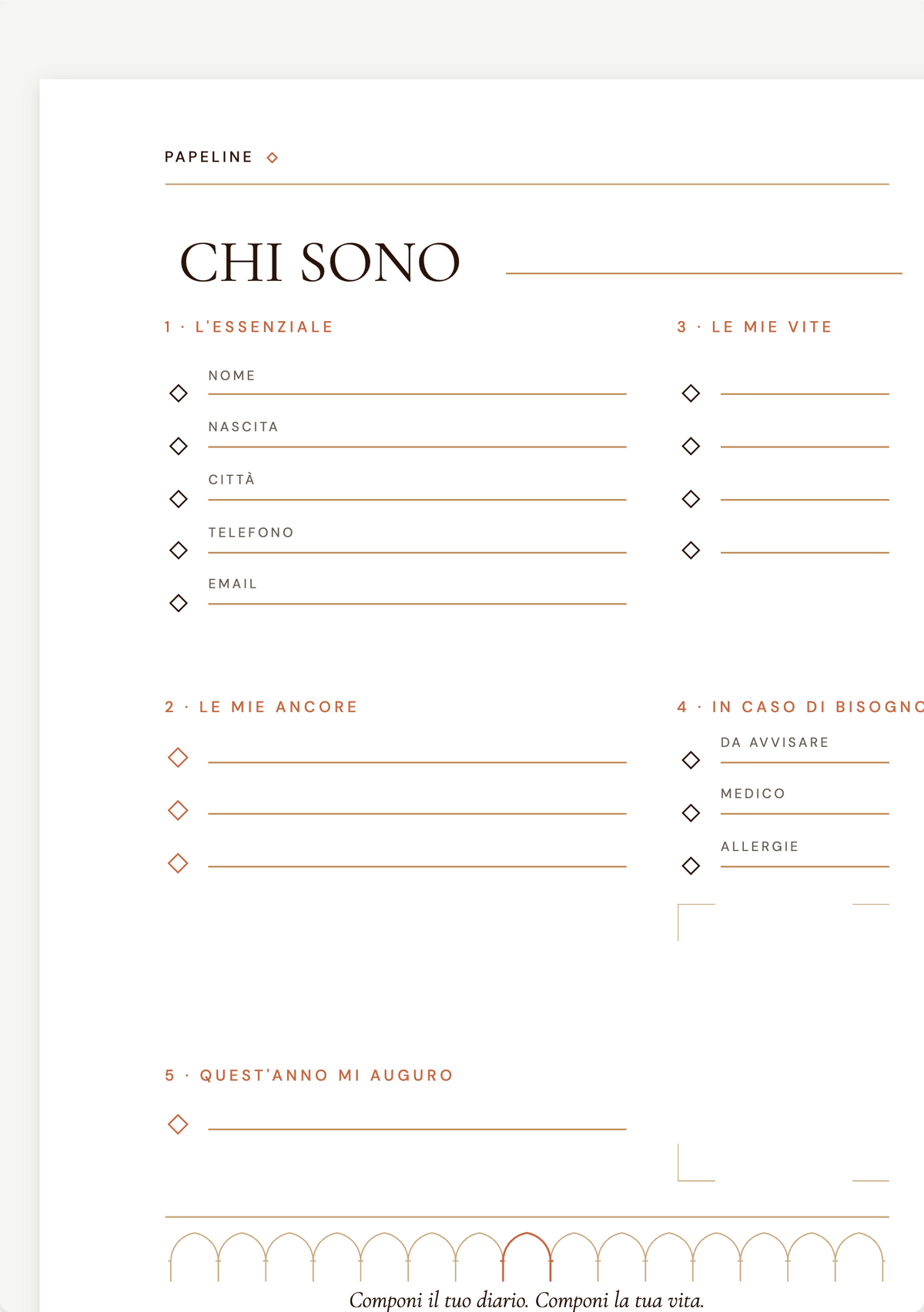 Chi sono - Pagina di apertura del quaderno | Papeline