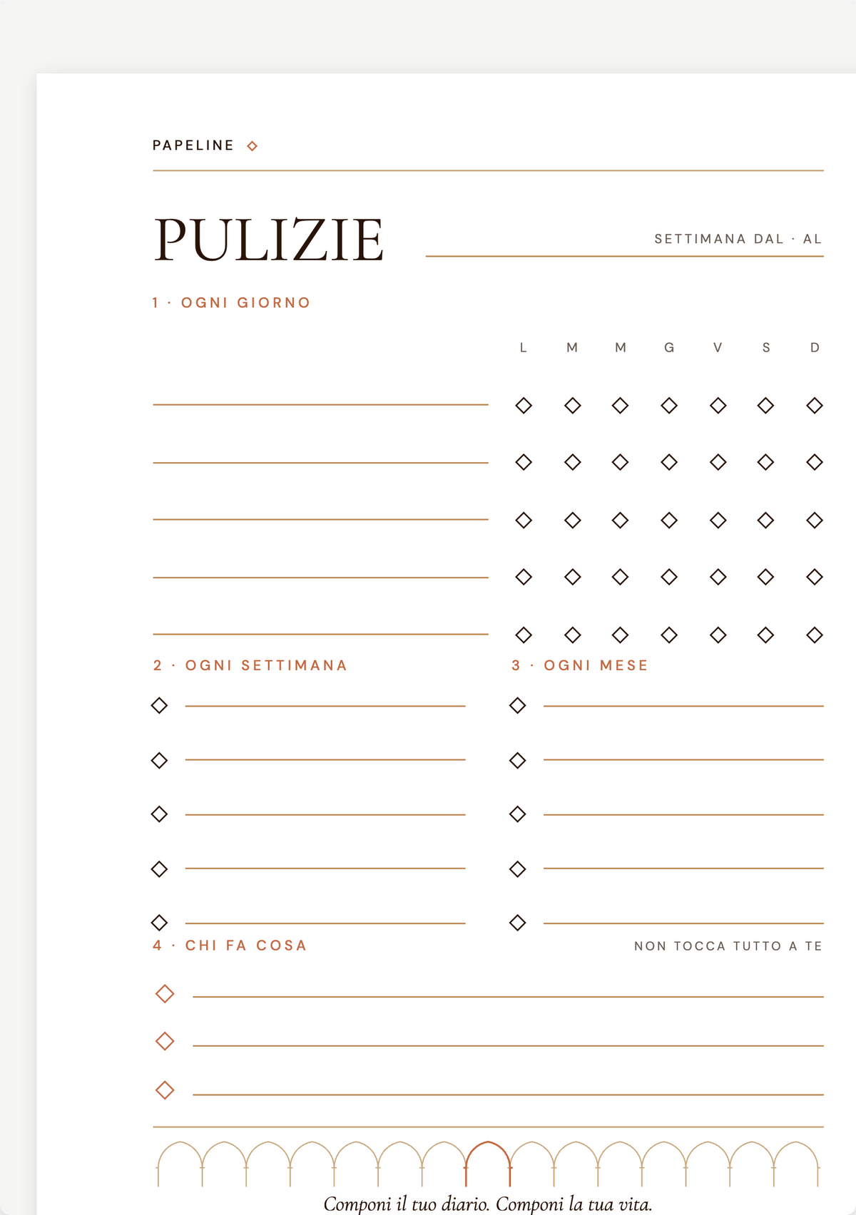 Programma delle pulizie - Pagina per organizzare le faccende domestiche | Papeline