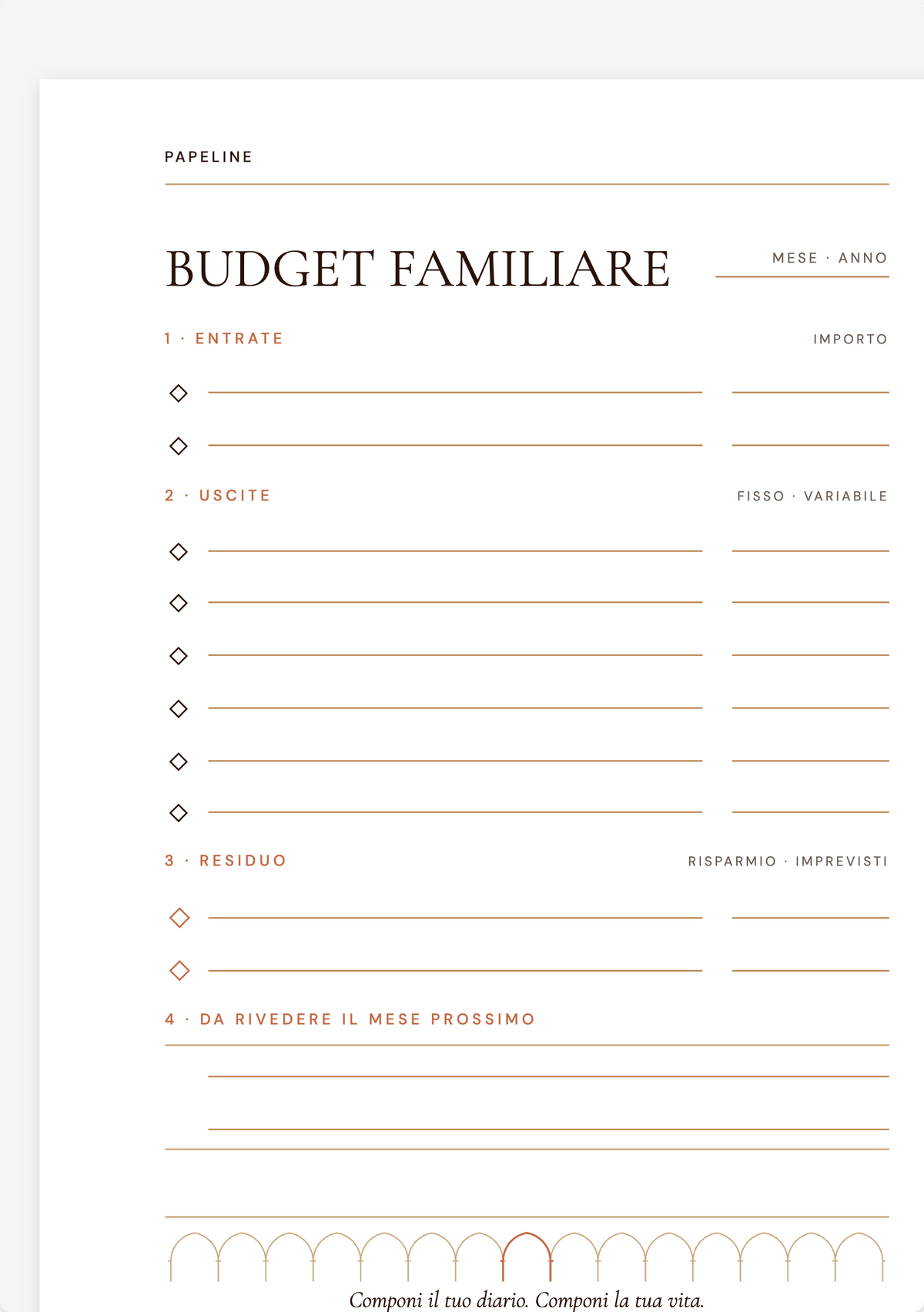 Tracker del budget - Pagina per monitorare spese e finanze | Papeline