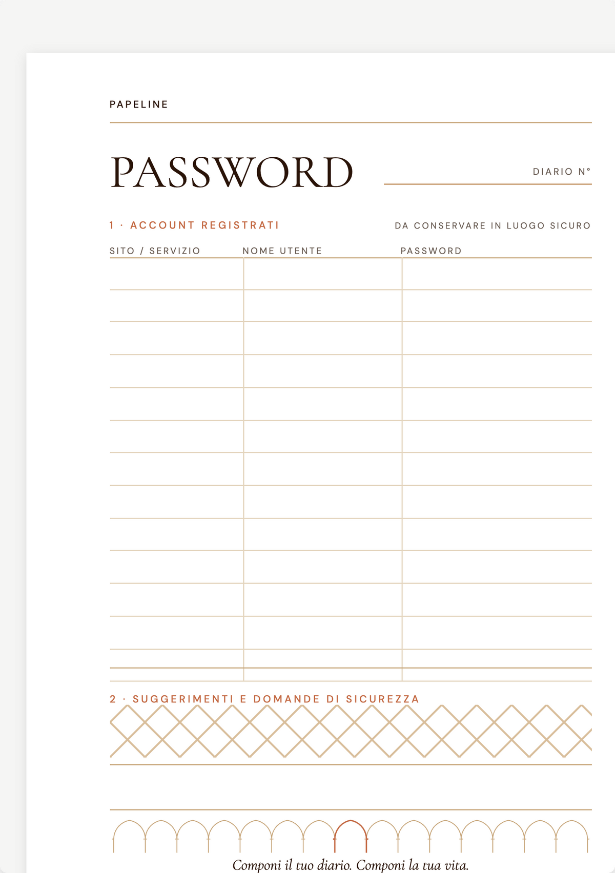 Tracker delle password - Pagina sicura per monitorare le password | Papeline