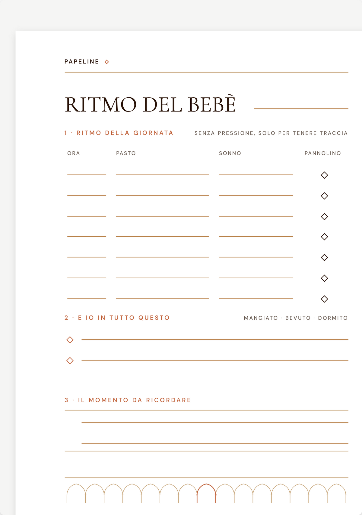 Bebè - Monitoraggio del ritmo quotidiano | Papeline