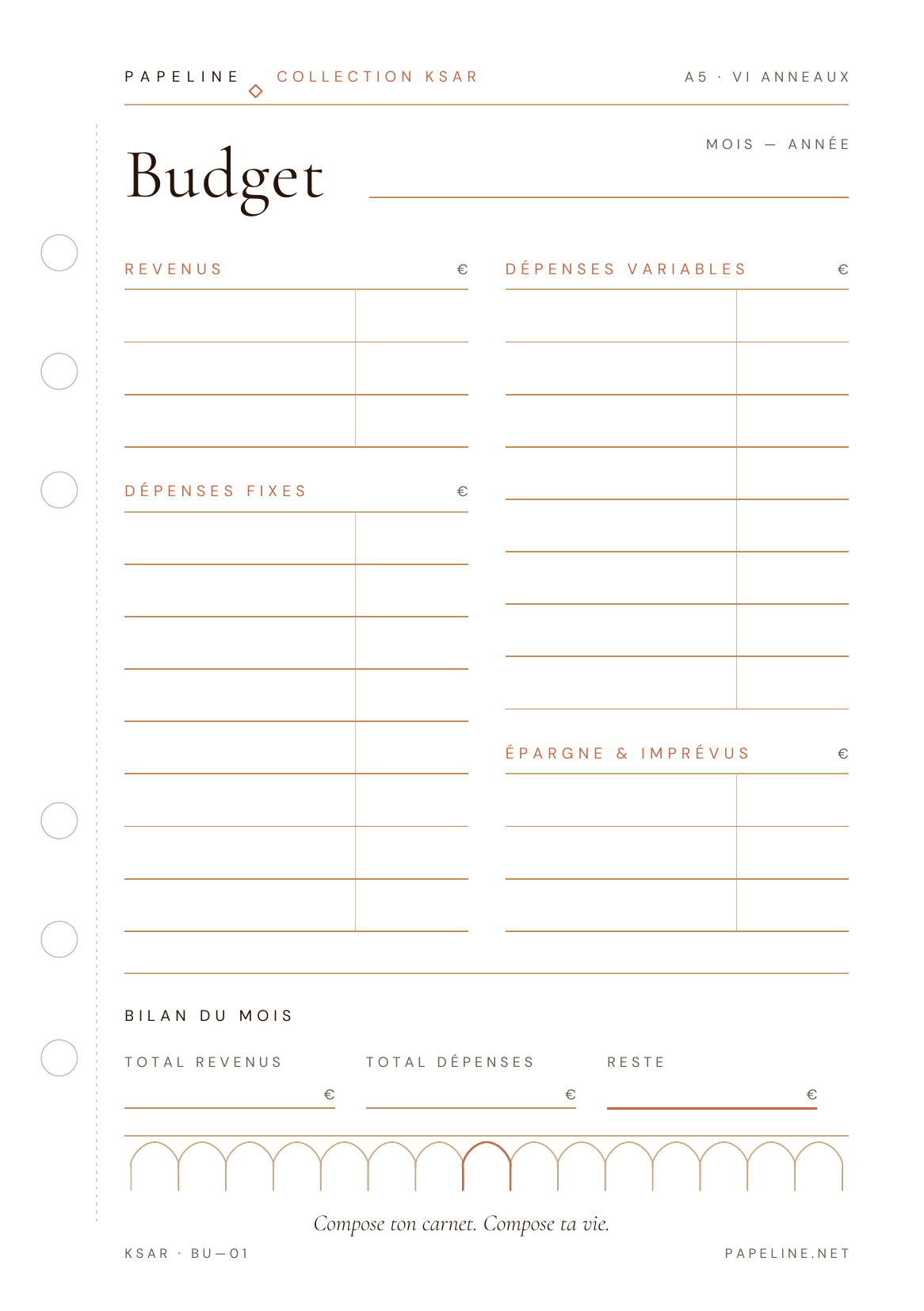 Kit Budget - Raccoglitore A5 + 30 pagine + copertina omaggio | Papeline
