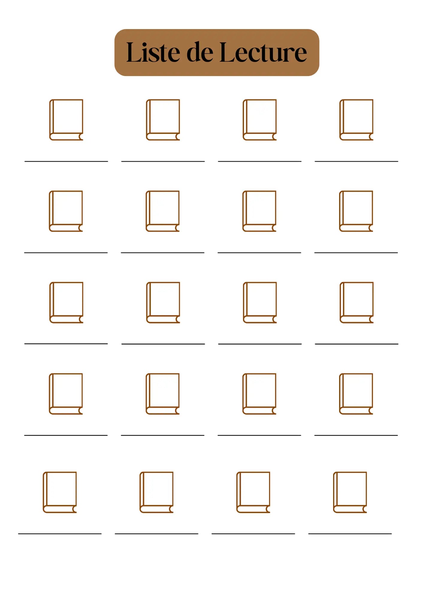 Page Liste de Lecture Papeline avec colonnes titres, auteurs et cases à cocher pour livres lus 
