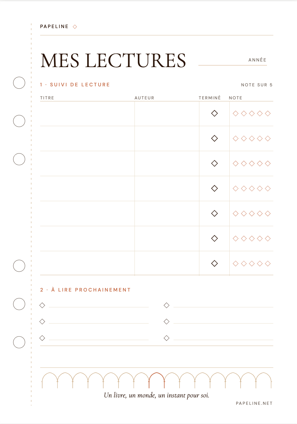 Liste de Lecture - Suivi de livres & notes | Papeline