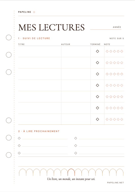 Liste de Lecture - Page suivi livres | Papeline