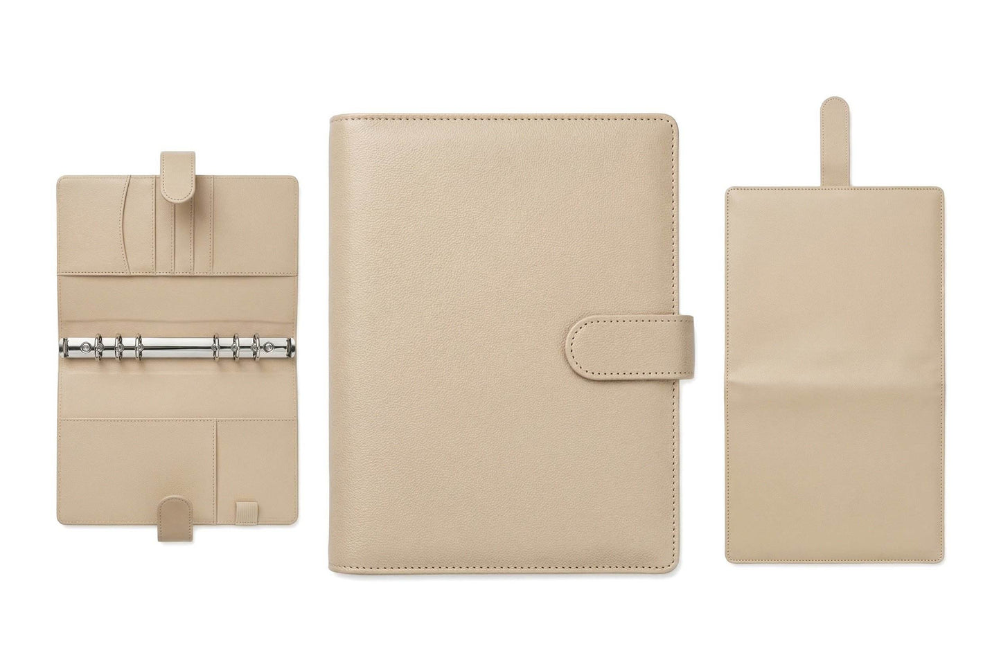 Organiseur A5 beige rechargeable à 6 anneaux – Papeline"