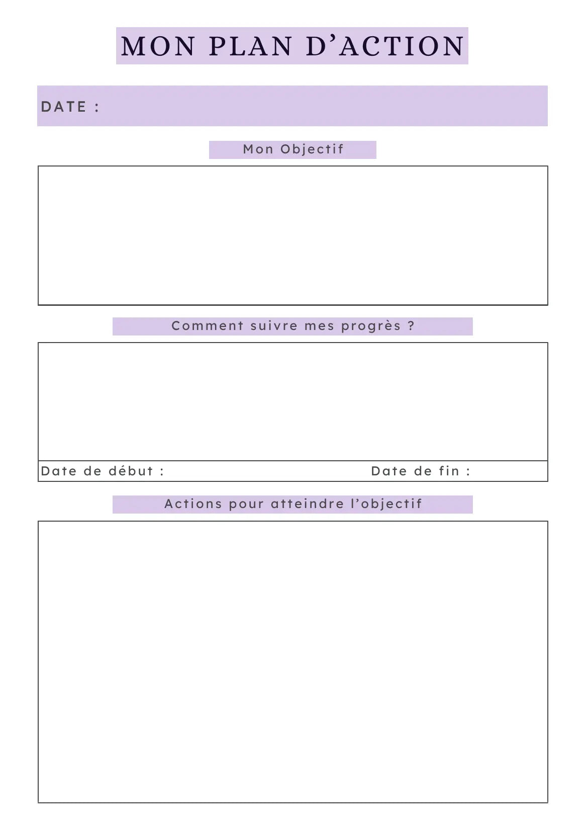 Page Goal Planner Papeline avec sections objectifs, étapes et suivi des progrès