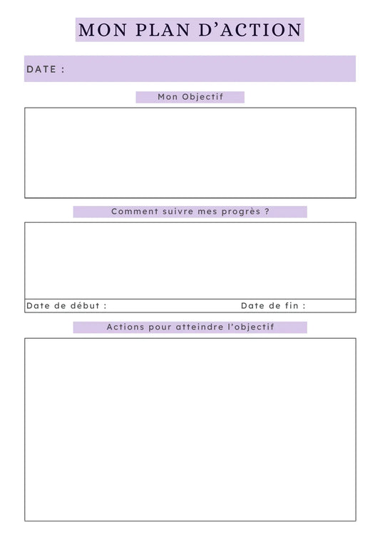 Page Goal Planner Papeline avec sections objectifs, étapes et suivi des progrès