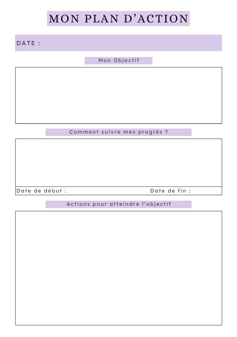 Page Goal Planner Papeline avec sections objectifs, étapes et suivi des progrès