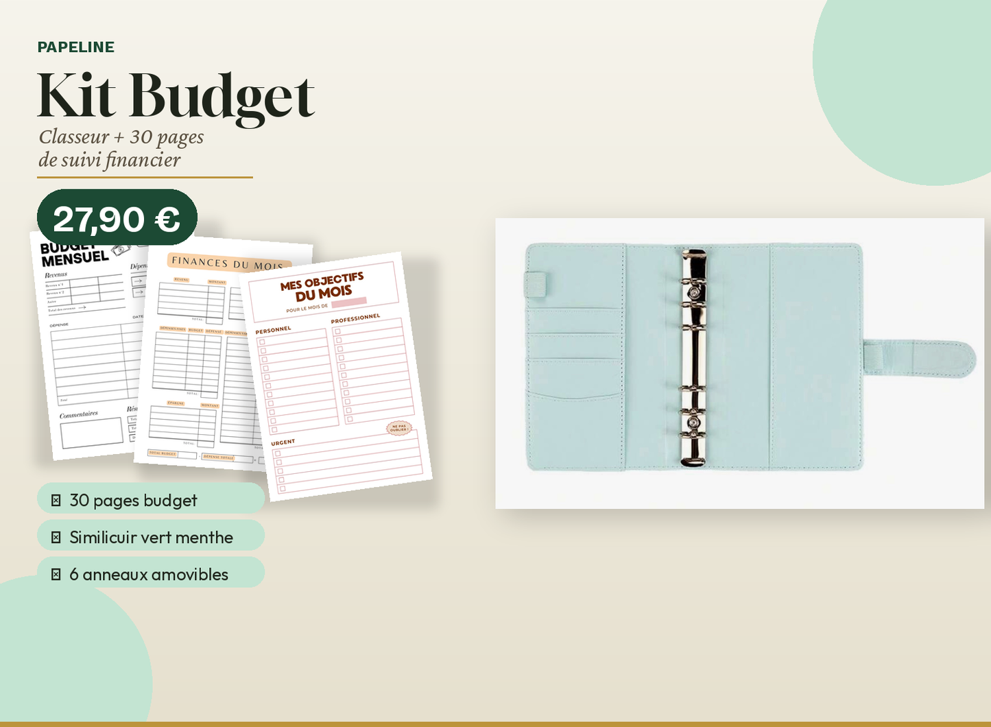 Kit Budget Classeur A5 & Recharges - Suivi Financier | Papeline