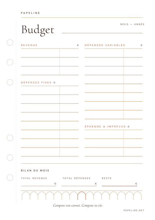 Budget Tracker - Page suivi dépenses & finances | Papeline