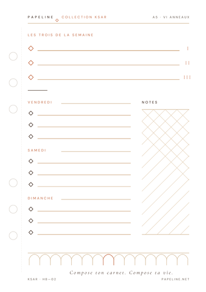 Weekly Planner - Organisation hebdomadaire pratique | Papeline