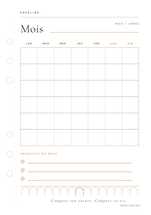 Calendrier 2026 - Planification annuelle simple | Papeline
