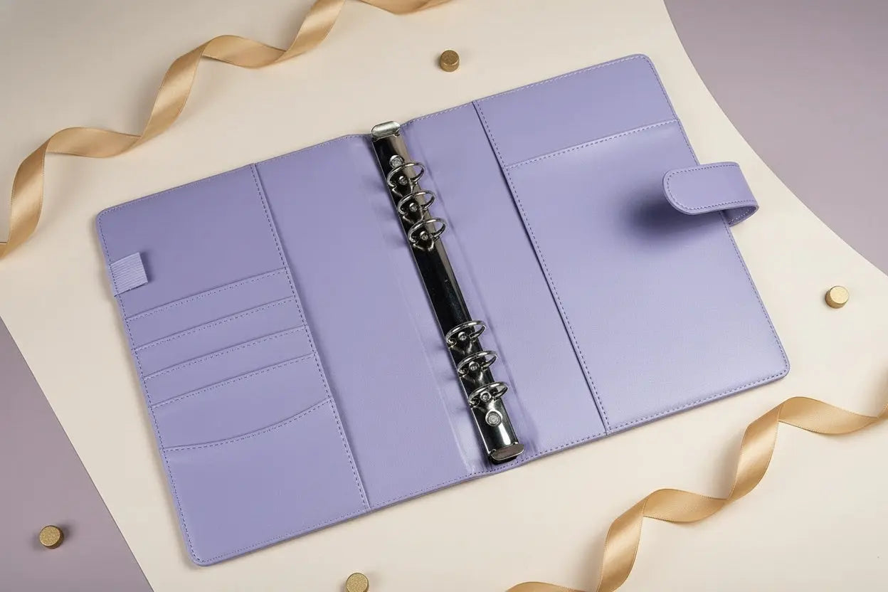 Classeur A5 Papeline en similicuir avec anneaux pour pages de planner personnalisables
