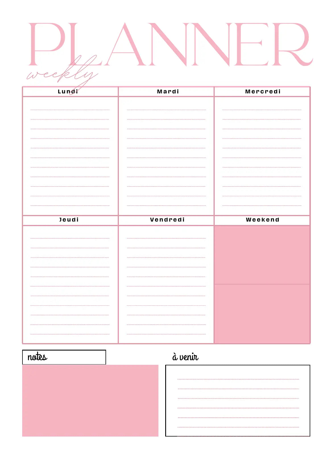 Papeline - Weekly Planner | Organisation hebdomadaire pratique PAPELINE