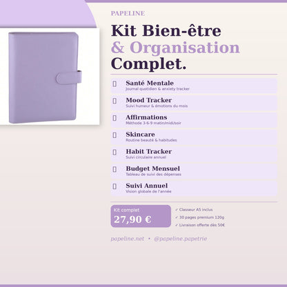 Papeline - Kit Bien-Être | Classeur A5 + 30 pages self-care