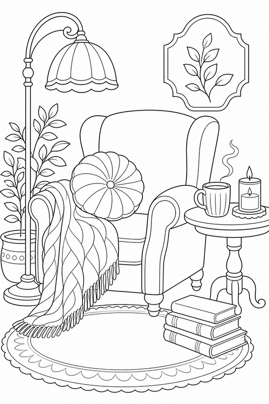 Coloriage cocooning A5 : fauteuil