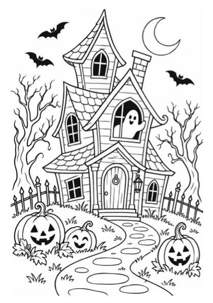 Coloriage Halloween A5, scène 1 sur 6