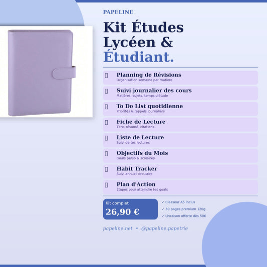 Papeline - Kit Études | Classeur A5 + 30 pages scolaires