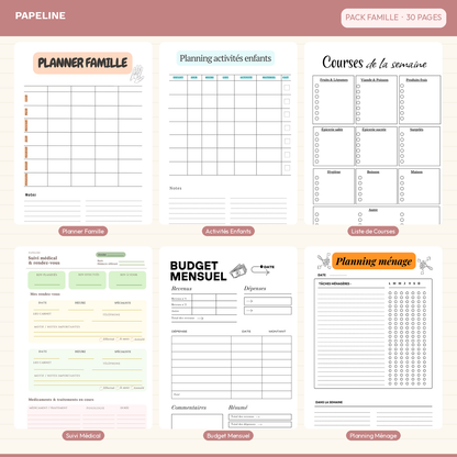 Papeline - Pack Famille 30 pages | Organisation familiale