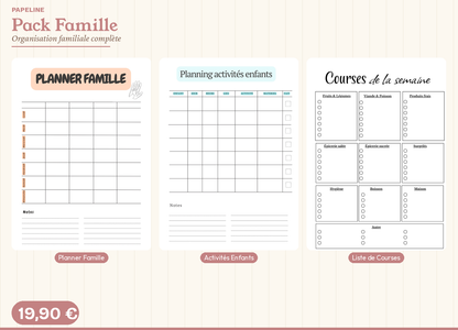 Papeline - Pack Famille 30 pages | Organisation familiale