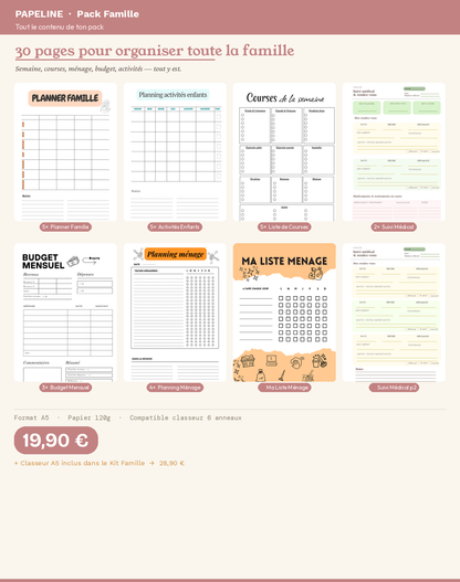 Papeline - Pack Famille 30 pages | Organisation familiale