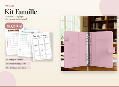 Kit Famille Papeline avec classeur A5 et 30 pages d’organisation familiale
