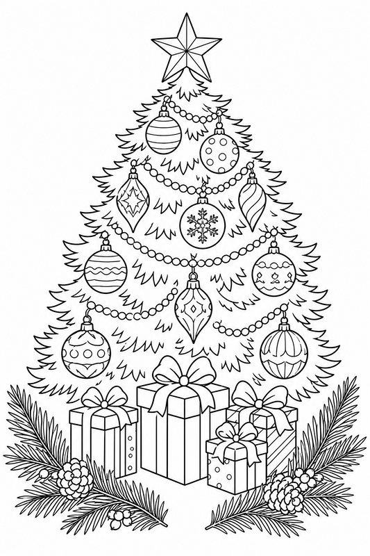 Coloriage de Noël A5 : sapin