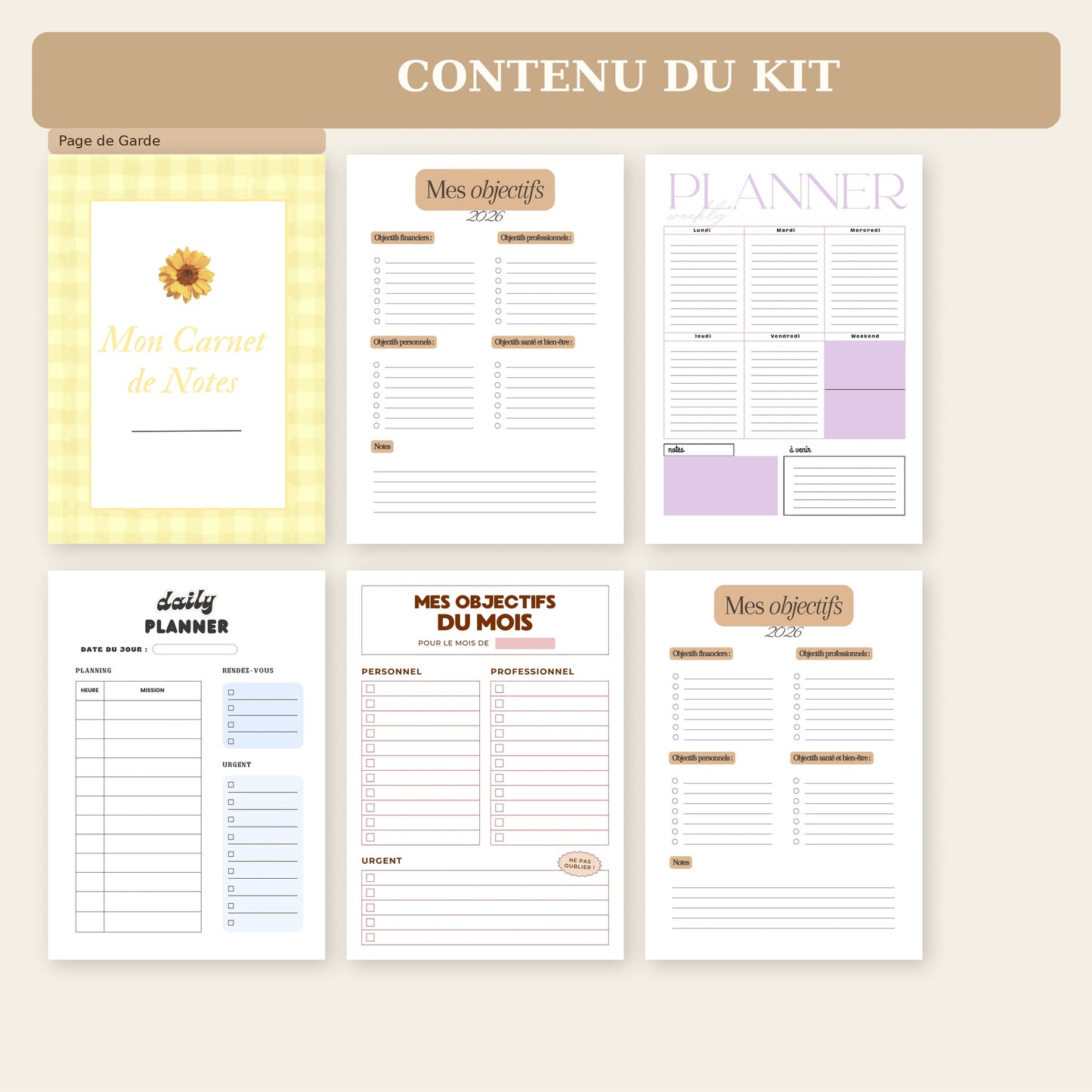 Papeline - Kit Organisation | Classeur A5 + 30 pages planners