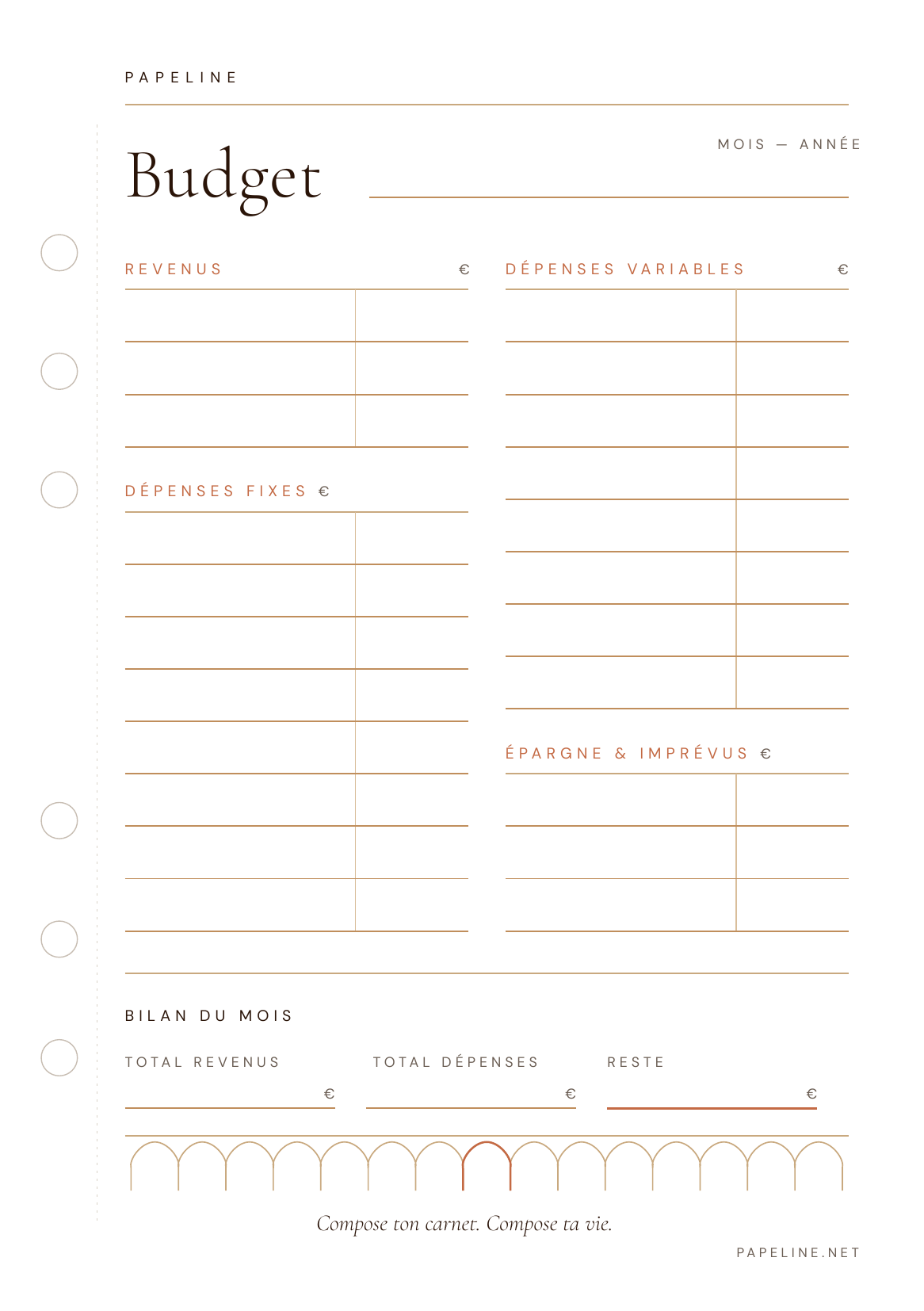 Kit Budget - Raccoglitore A5 + 30 pagine + copertina omaggio | Papeline